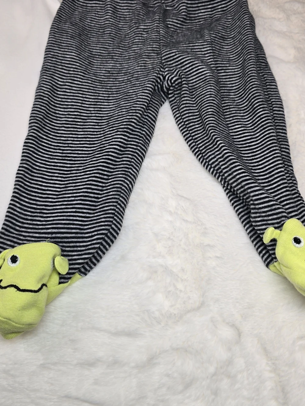 Kids Bundle White Bodysuit and Black-Striped Footed Pants Footies Cotton Alien